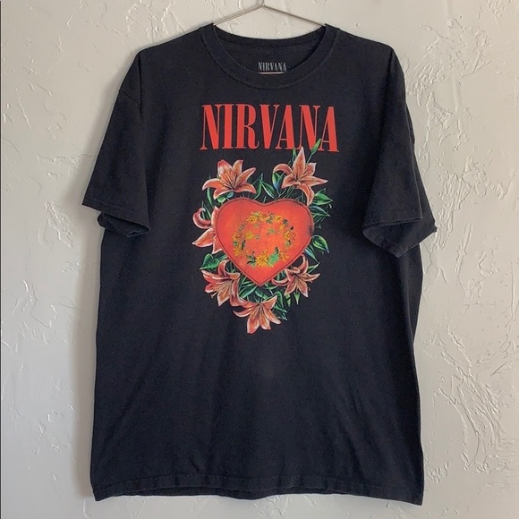 NIRVANA Other - NIRVANA | Men’s Black T-Shirt with Floral Heart